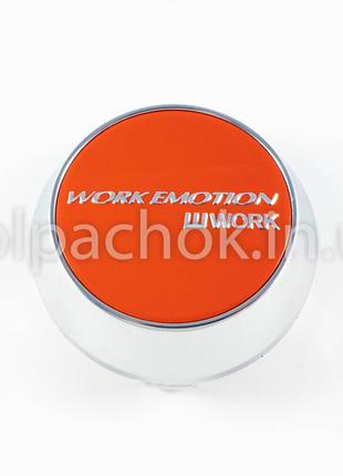 Колпачки на диски Work Emotion конус/хром/красный лого(56-60мм)