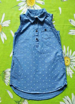 Стильне джинсове плаття,туніка в горохи для дівчинки 4-5 років.
