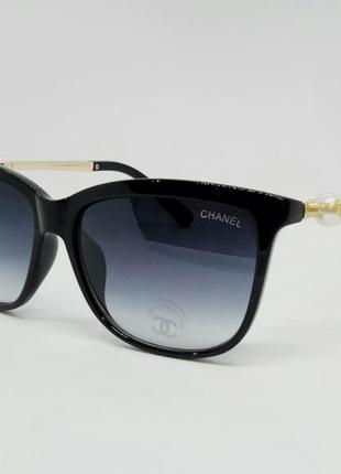 Chanel стильні жіночі сонцезахисні окуляри чорні з перлами гра...