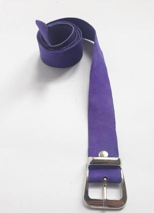 Фиолетовый кожаный ремень / пояс из натуральной кожи 2см