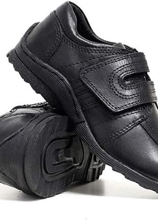 Школьная обувь f&f boys black real leather comfort velcro scho...