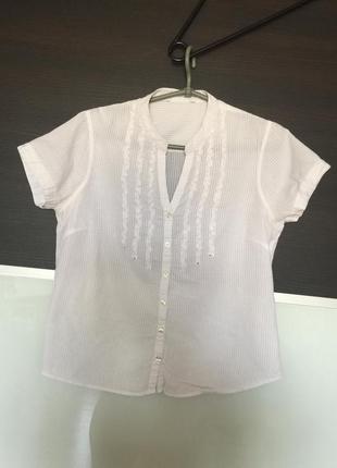 Легкая белая рубашка блуза из натуральной ткани