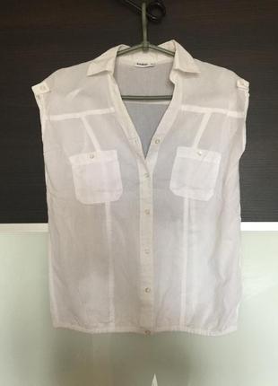 Летняя блуза рубашка белая из натуральной ткани janina