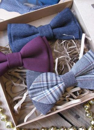 🎁 набор из 3х галстуков-бабочек в подарочной коробке, ручная р...