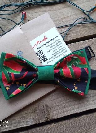 Краватка-метелик 🔔jingle bells 🔔 з зеленим / метелик різдвяний