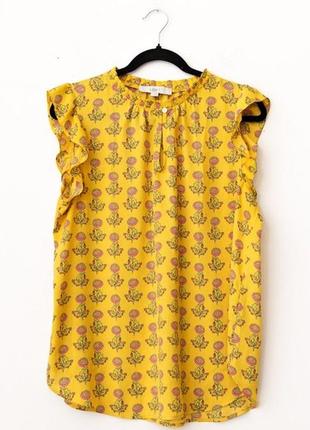 Яркая блуза с рюшами loft. размер m 100% polyester.