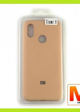 Чехол накладка Silicone Case Full Cover Xiaomi Mi 8 с микрофиброй