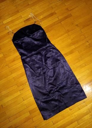 Платье vestry фиолетовое сливовое атласное платье базовое с от...