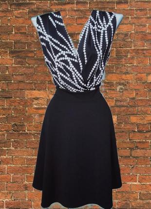 Morgan элегантное черно-белое приталенное платье комбинированн...
