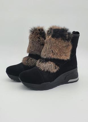 Зимние - полусапожки, ботинки, 37 размер, натуральная замша
