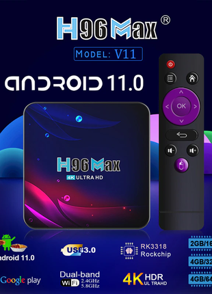 Смарт ТВ приставка, Smart TV Box Android H96 MAX V11, медиаплеер
