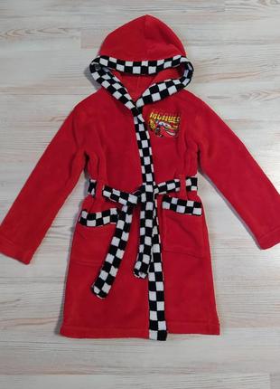 Детский красный халат тачки от disney на 3-4года