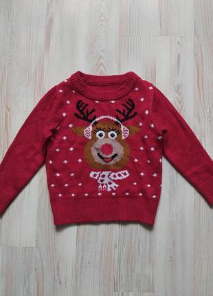 Новогодняя рождественская кофта свитшот свитер  на девочку 1-2...