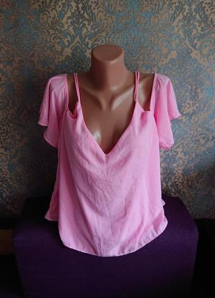 Женская розовая майка в бельевом стиле топ блуза блузка блузоч...