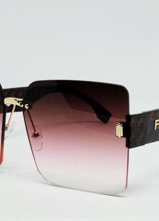 Fendi безоправные стильні жіночі сонцезахисні окуляри бордово-...