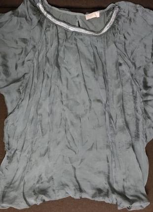 Шелковая блуза топ разлетайка воздушный серый шелк