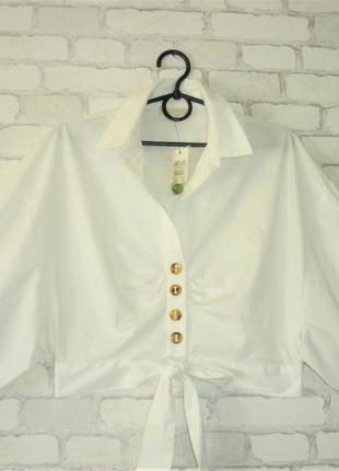 Стильная белая куртка-блуза   с объемный рукавом   " river isl...