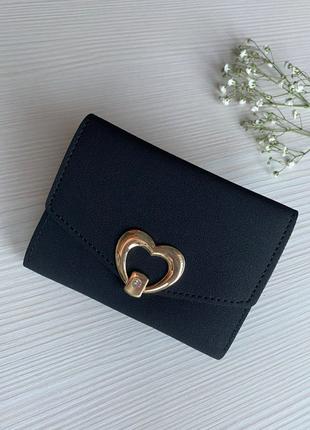 Женский кошелек- портмоне из эко кожи матовый черного цвета 🖤