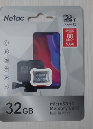 Карта памяти Micro SD Netac 32 GB Class 10 для видеорегистрато...