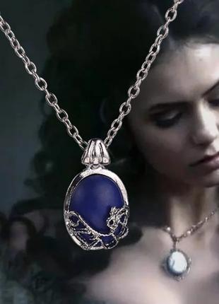Винтажное ожерелье -цепочка с кулоном,Дневники вампира' с сини...