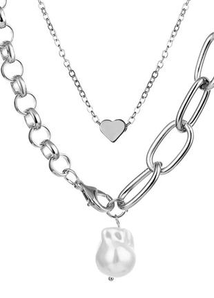 Винтажное многослойное ожерелье с подвесками в серебряном цвете