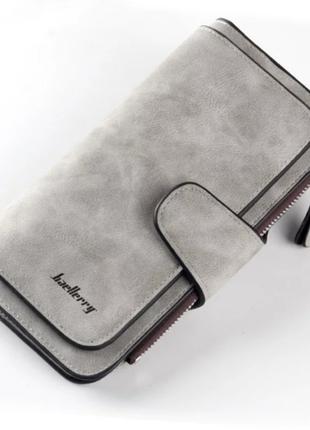 Женский кошелек-портмоне серого цвета Baellerry