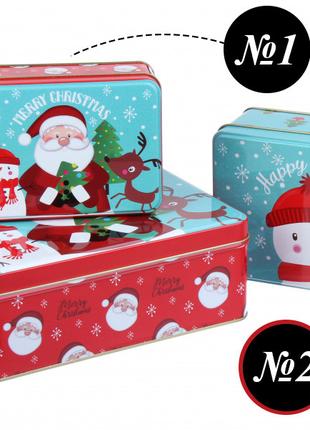 Коробка Санта красная/голубая новогодняя для подарков, коробка...
