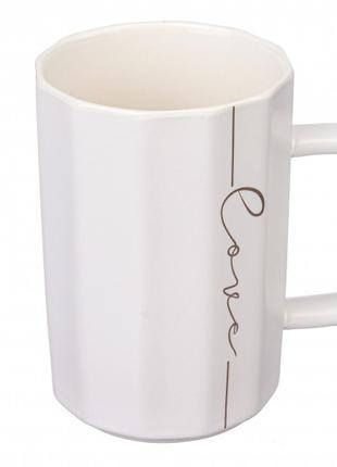 Чашка Любовь белая для кофе,чая из керамики 350 мл., кружка LO...