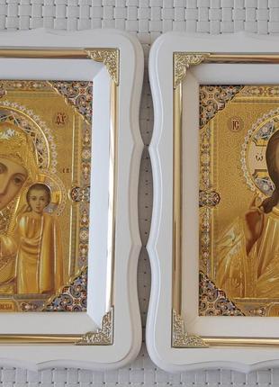 Венчальная пара иконы Пресвятая Богородица и Спаситель 21х24см