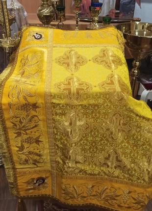 Скатертина церковна жовта з вишивкою 105*70 (є різні кольори)