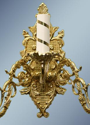 Бра церковное настенное на три свечи из литья бронзы и латуни