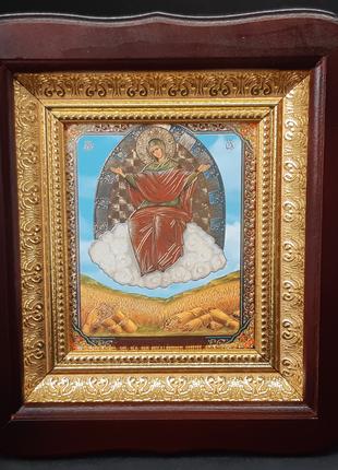 Икона Богородица Спорительница Хлебов в фигурном киоте, размер...