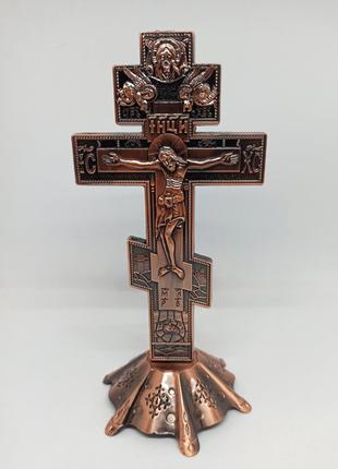 Настольный крест с распятием из металла 23х11см
