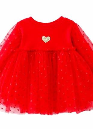 Пишне дитяче плаття для принцеси сердечко червоне 1-2-3-4 роки