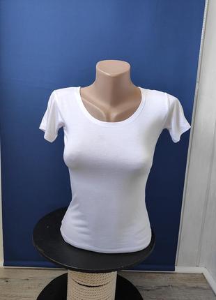 Жіноча футболка біла базова туреччина однотонна футболка з кру...