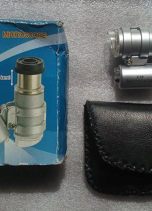 Мини микроскоп 45x нумизмата ювелира с подсветкой на батарейках