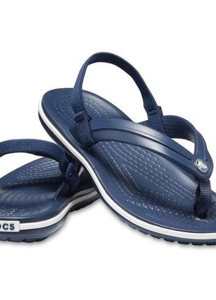 Детские  сандали шлепанцы crocs crocband strap flip k navy для...