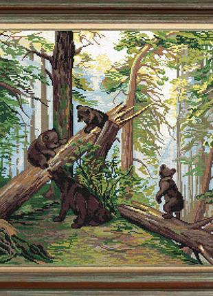 Набор для вышивки крестиком "Утро в сосновом лесу" три медведя...