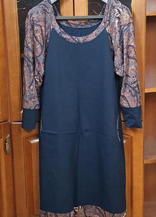 Красиве темно-синє плаття міді, сезон весна-осінь, розмір 46-48