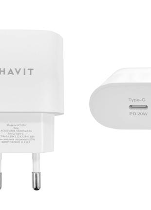 Быстрое зарядное устройство HAVIT HV-UC1016 USB-C 20W 3A, White
