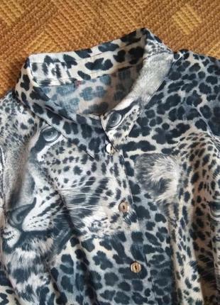 Блуза рубашка леопардовая батал большой размер monsoon ☕ 64-66рр