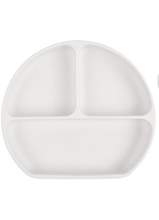 Тарелка силиконовая секционная на присоске с приборами белая