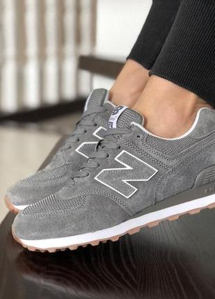 👟кросівки жіночі new balance 574 сірі з білим👟
