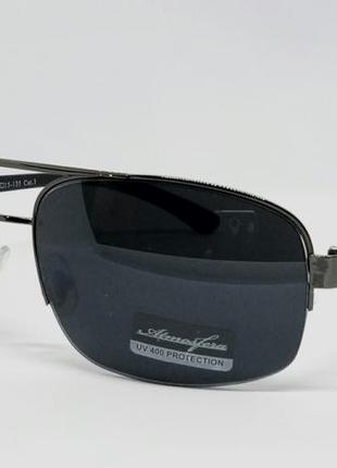Стильные мужские солнцезащитные очки черные в металле