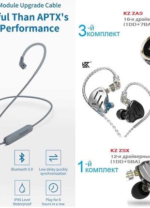 Комплект: наушники KZ ZSX / ZAX / ZAS +Bluetooth 5.0 модуль KZ...