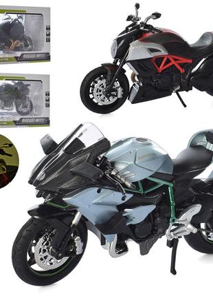 Мотоцикл металлический Shantou черный с зелеными вставками (M1...