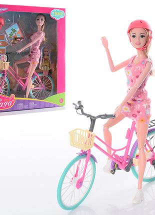 Кукла шарнирная на велосипеде 29см
