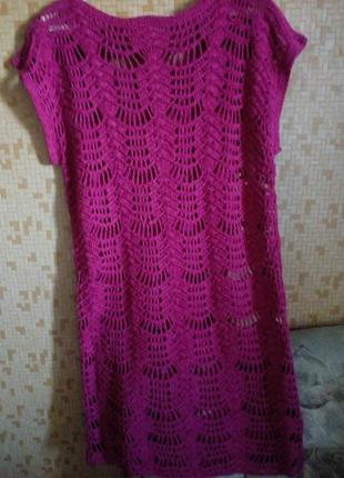 Вязаное ажурное платье из хлопка ручная работа