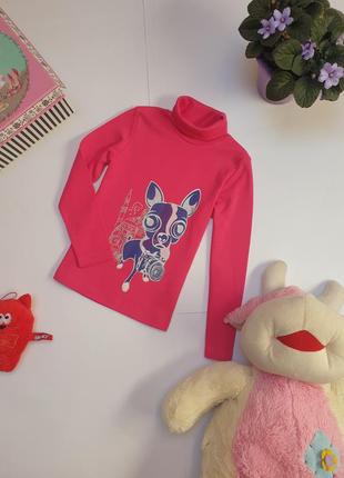 Трикотажний розовий бавовняний гольф светер для дівчинки 122 р...