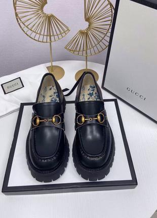 Кожаные лоферы Gucci, туфли Гуччи, 40 размер